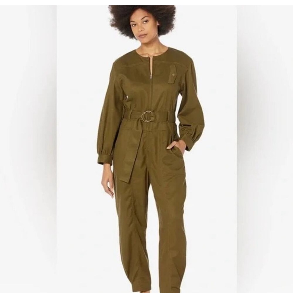 Madewell Tencel Twill Tapered Belted Golden Spinach Jumpsuit Women's Size small